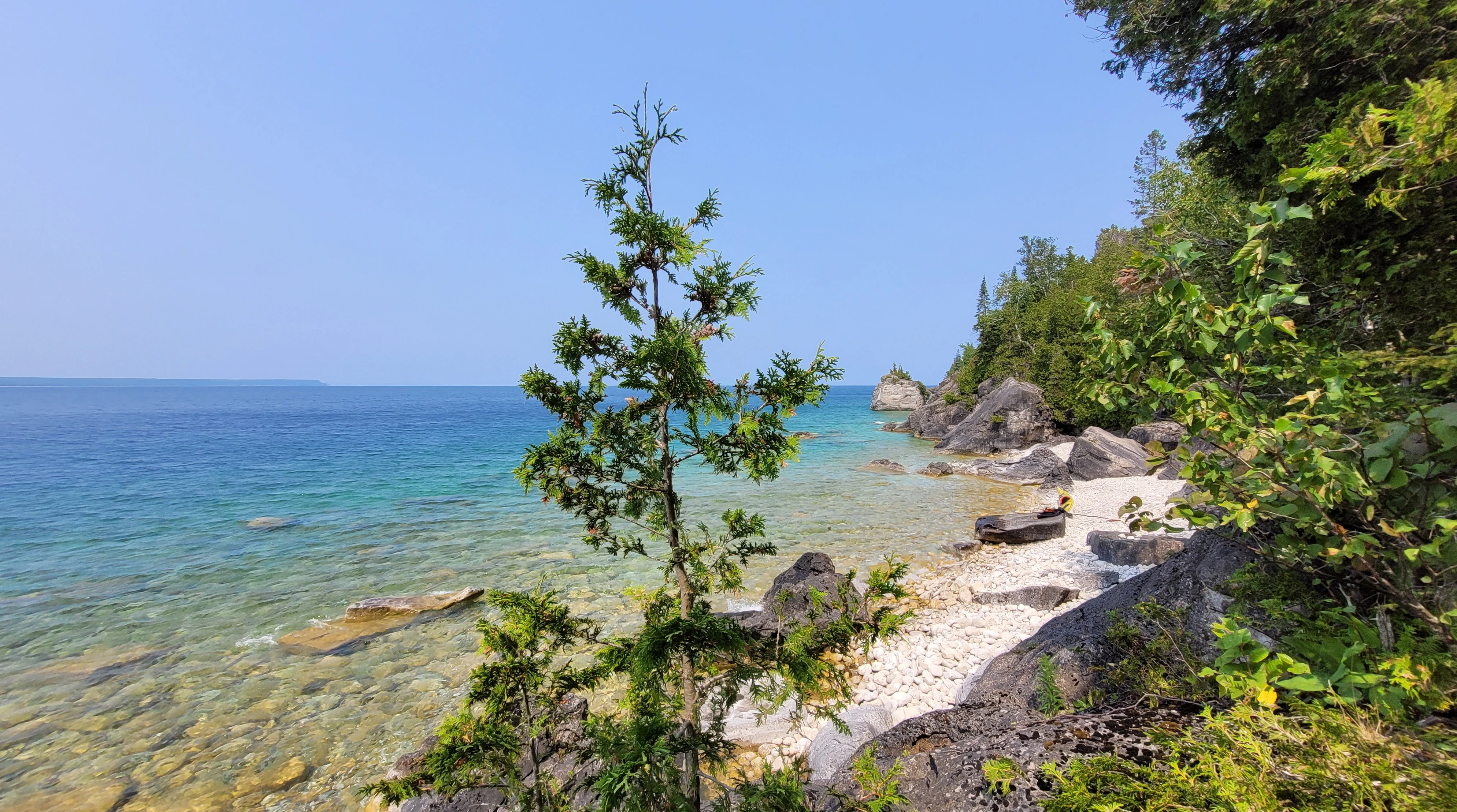 Limestone cliffs along the shoreline near Lions Head Ontario