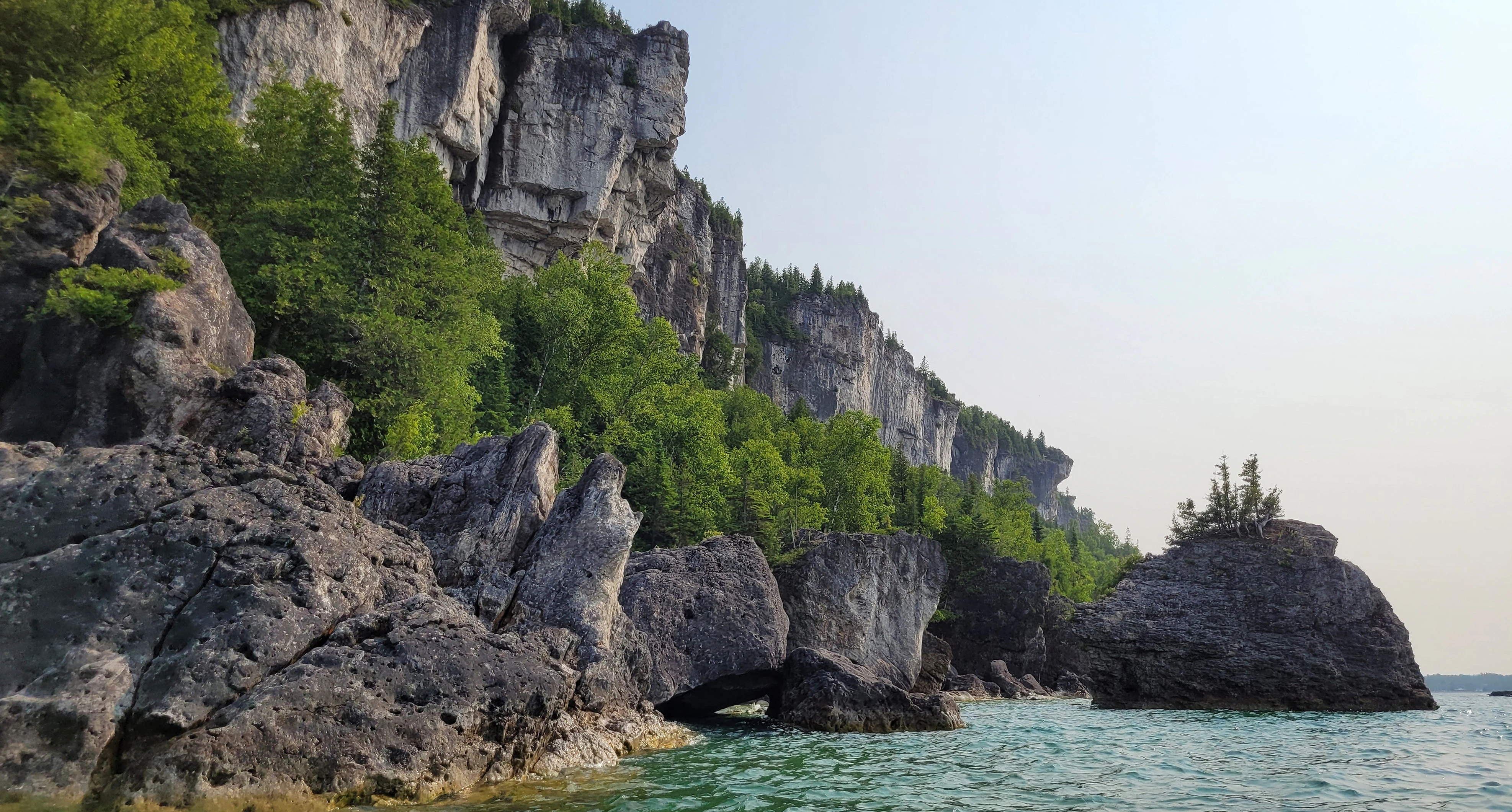 Turquoise waters of Georgian Bay near Lions Head on the Bruce Peninsula