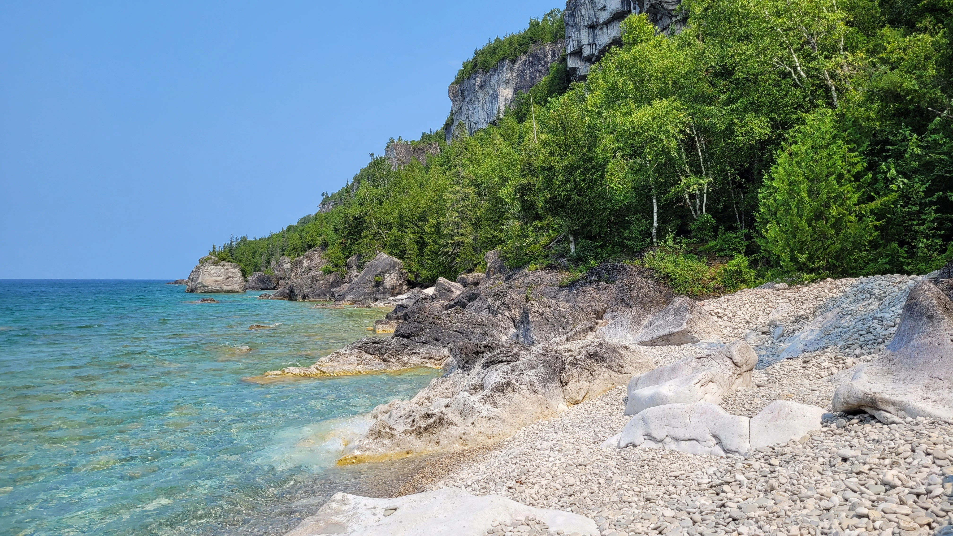 Scenic cliffs and forests overlooking Georgian Bay at Lions Head