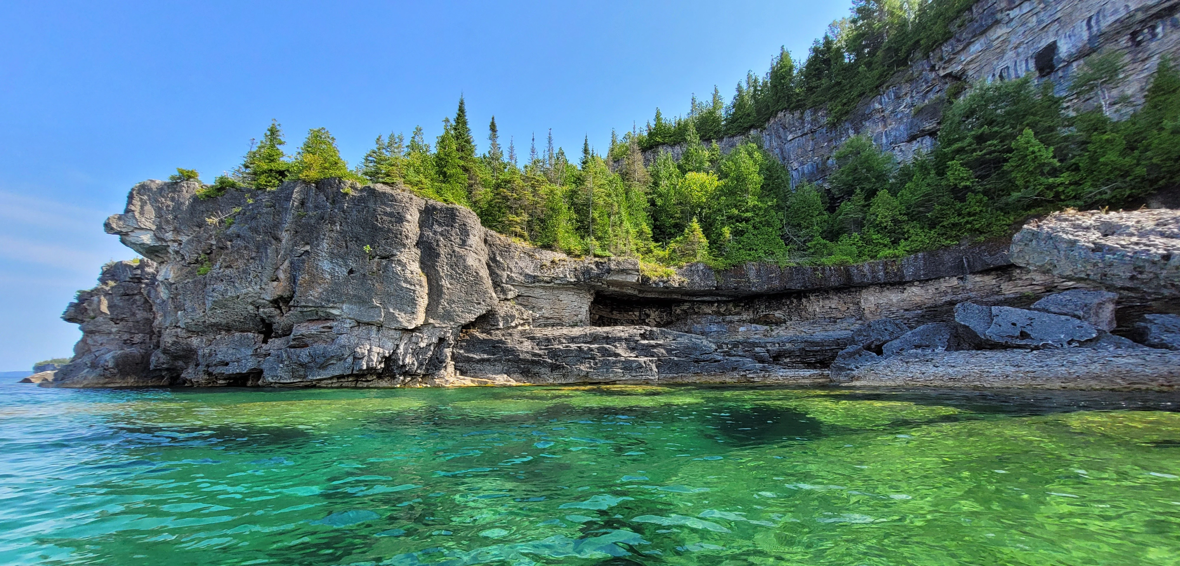 Unique rock formations along the Bruce Peninsula National Park shoreline