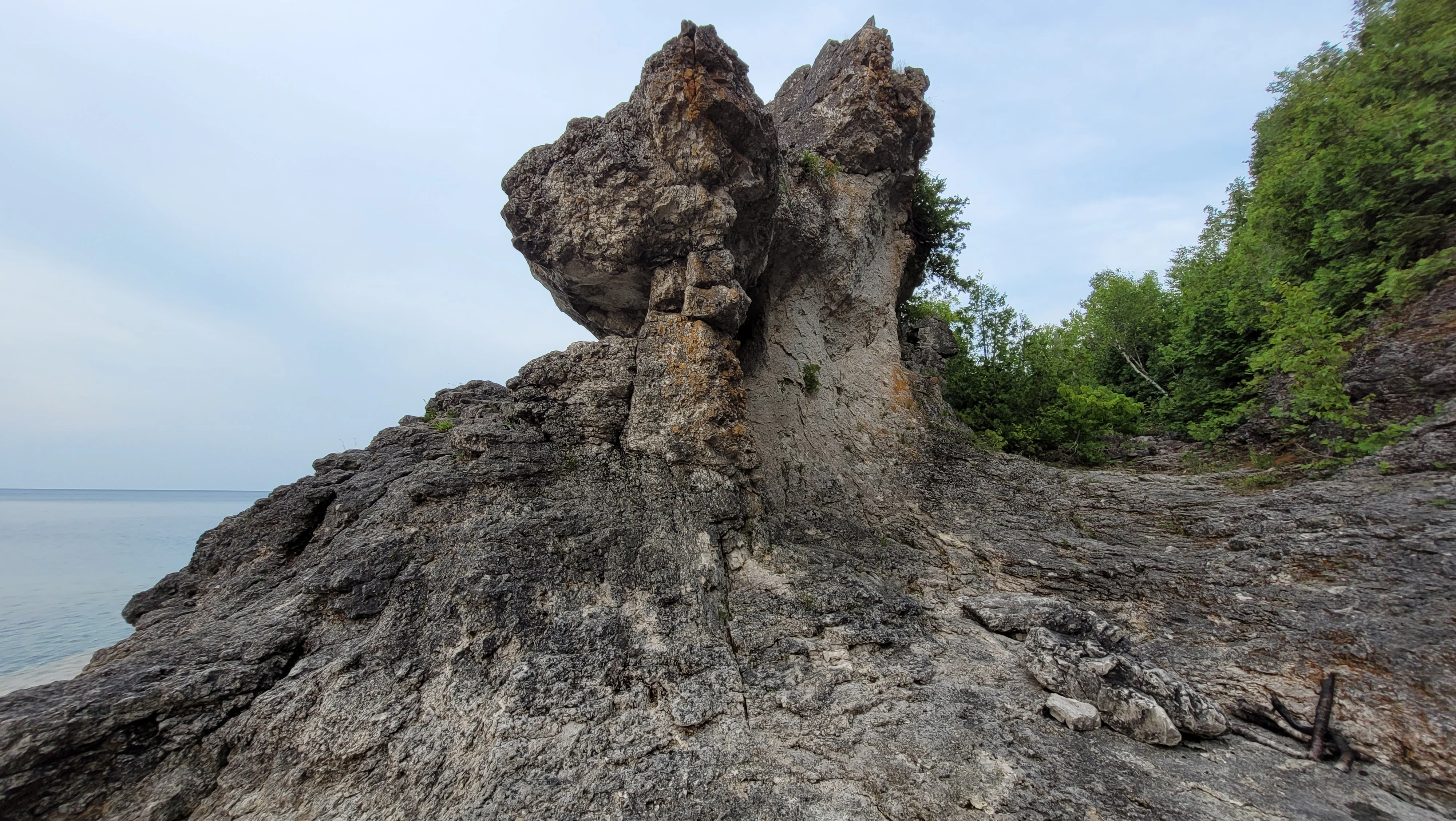 Sea stack rising from the waters near Little Cove on the Bruce Peninsula