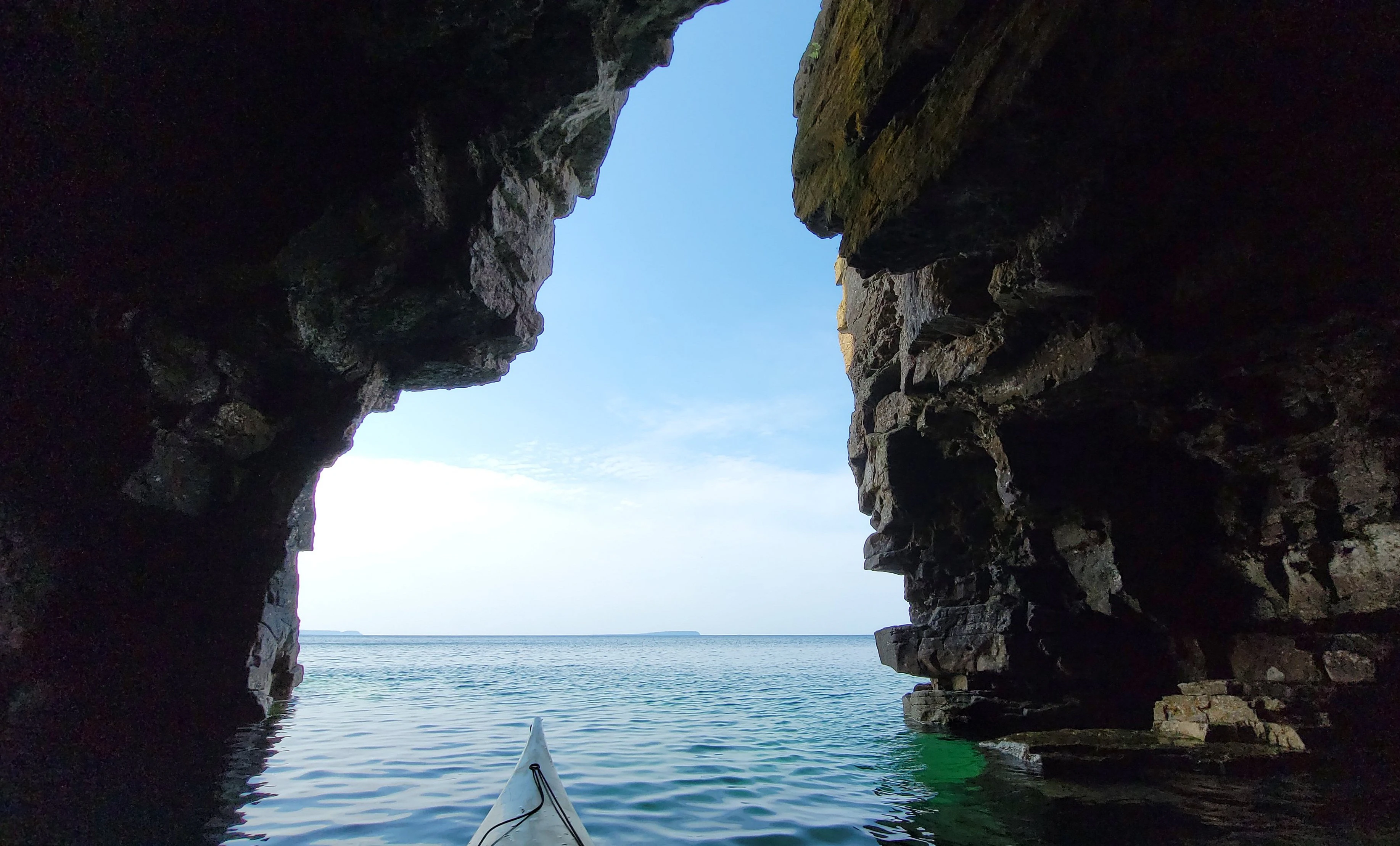 Inside a sea cave along the Bruce Peninsula National Park shoreline