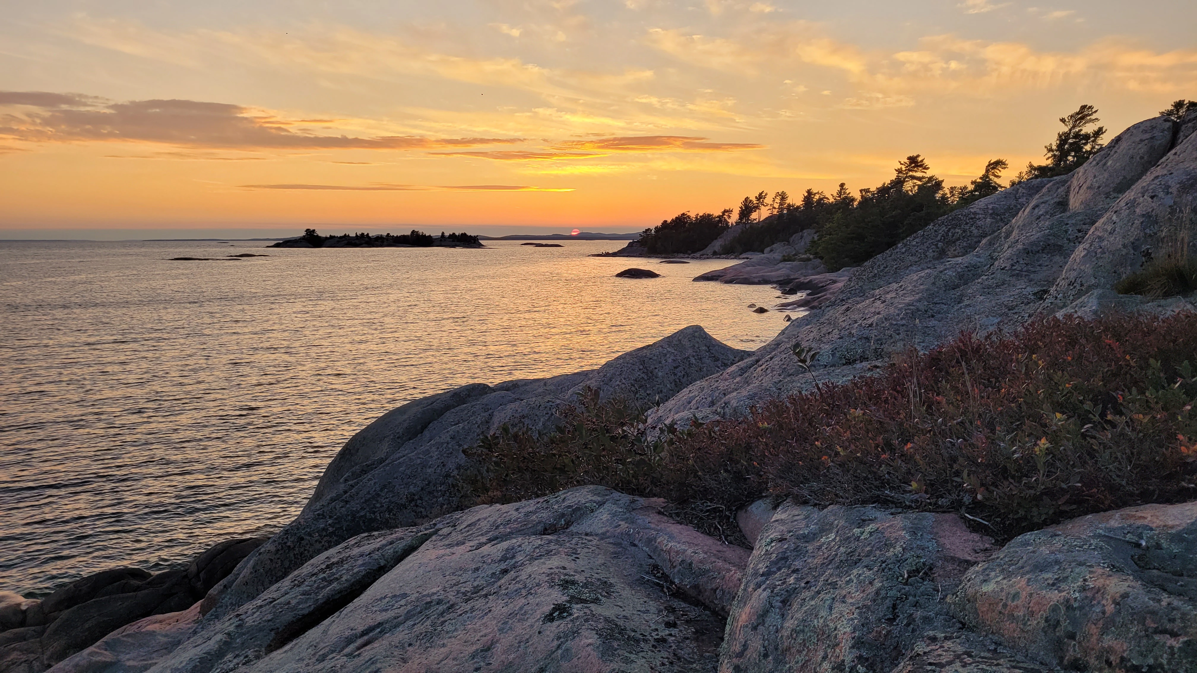 A sunset from Martins Island in Lake Huron's Georgian Bay near Phillip Edward Island in Ontario Canada