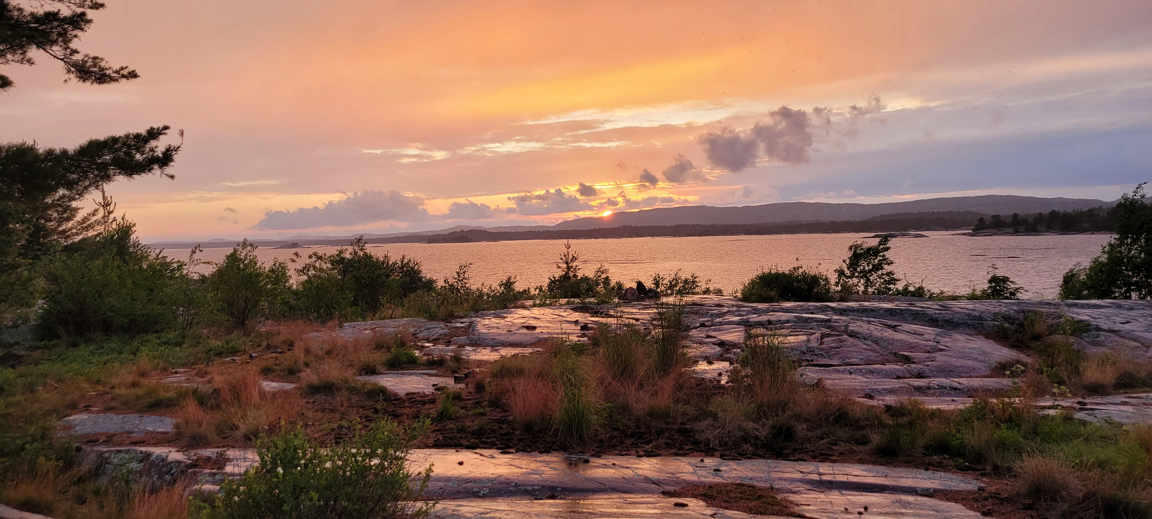 Sunset over an unnamed island in Georgian Bay near Phillip Edward Island Ontario Canada