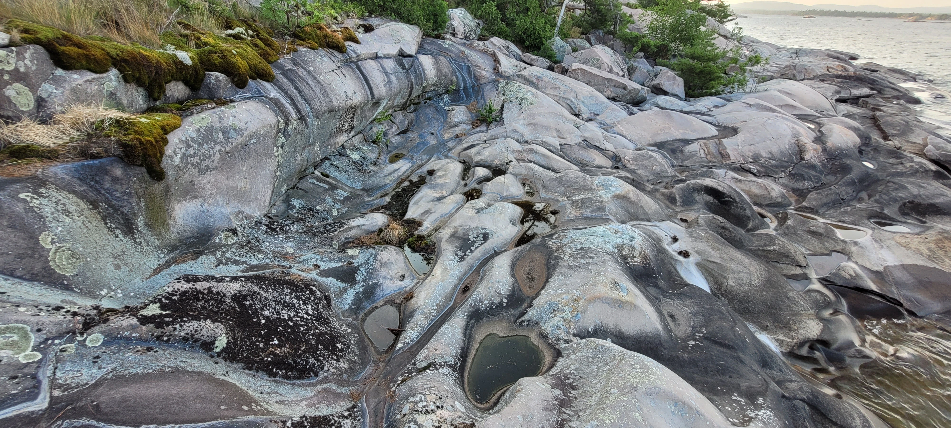 Ancient rock formations on West Fox Island