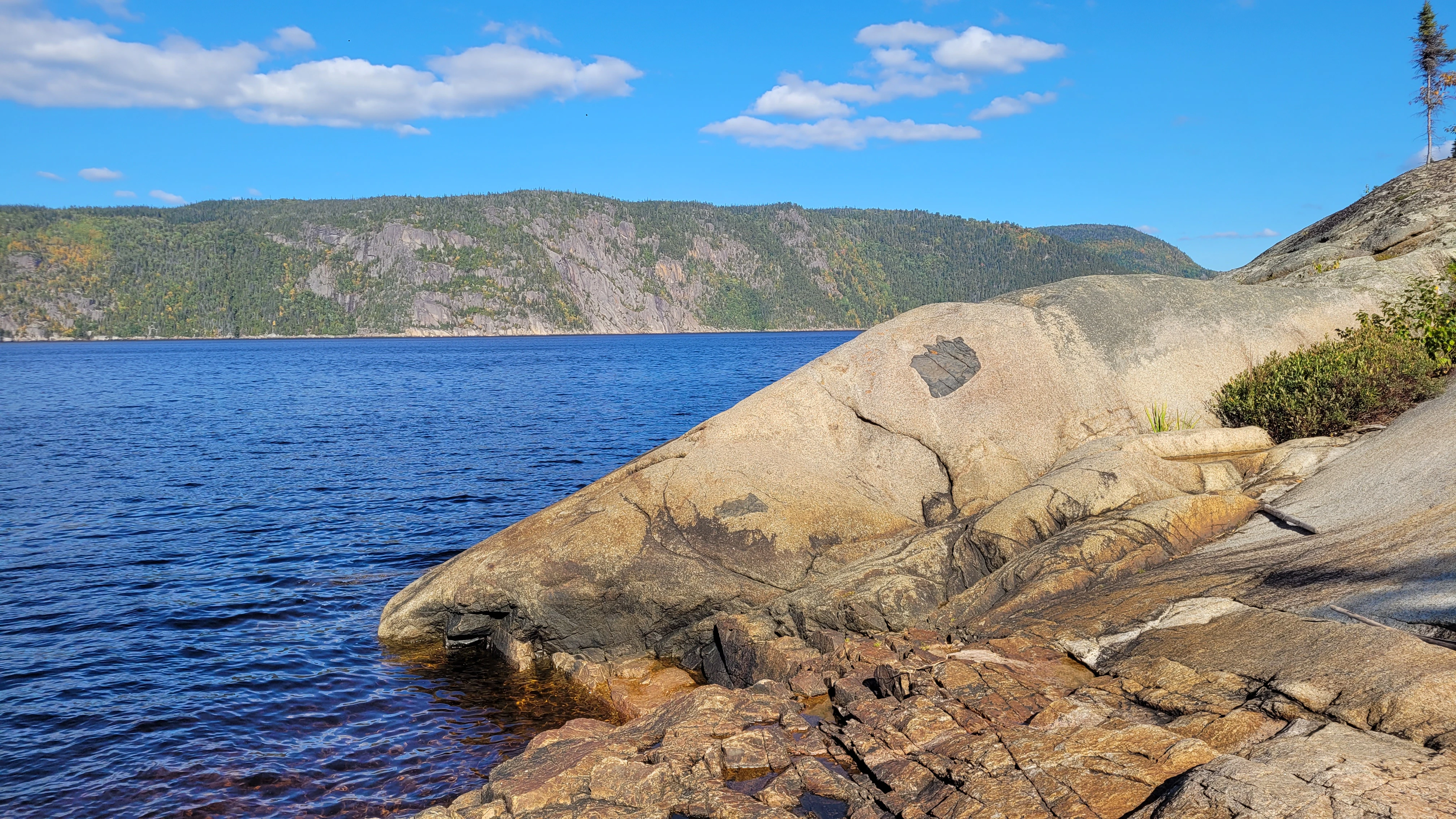 Shoreline and cliffs of the Saguenay Fjord in Quebec