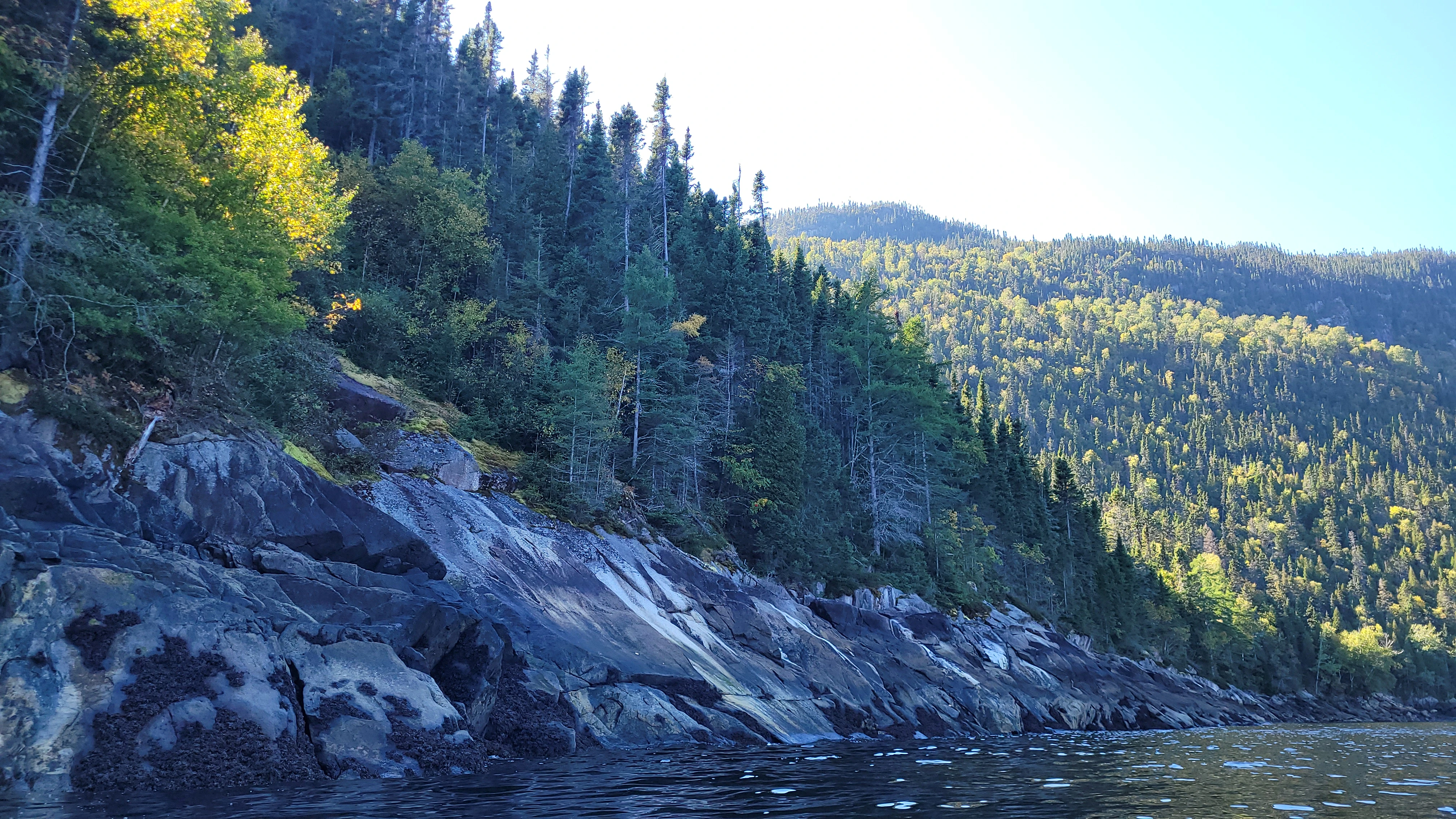 Landscape view of the Saguenay River and surrounding wilderness