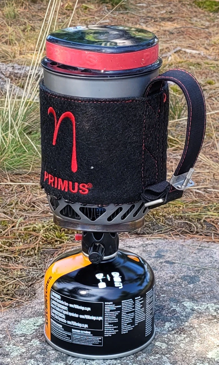 Primus Brand water boiler at a campsite