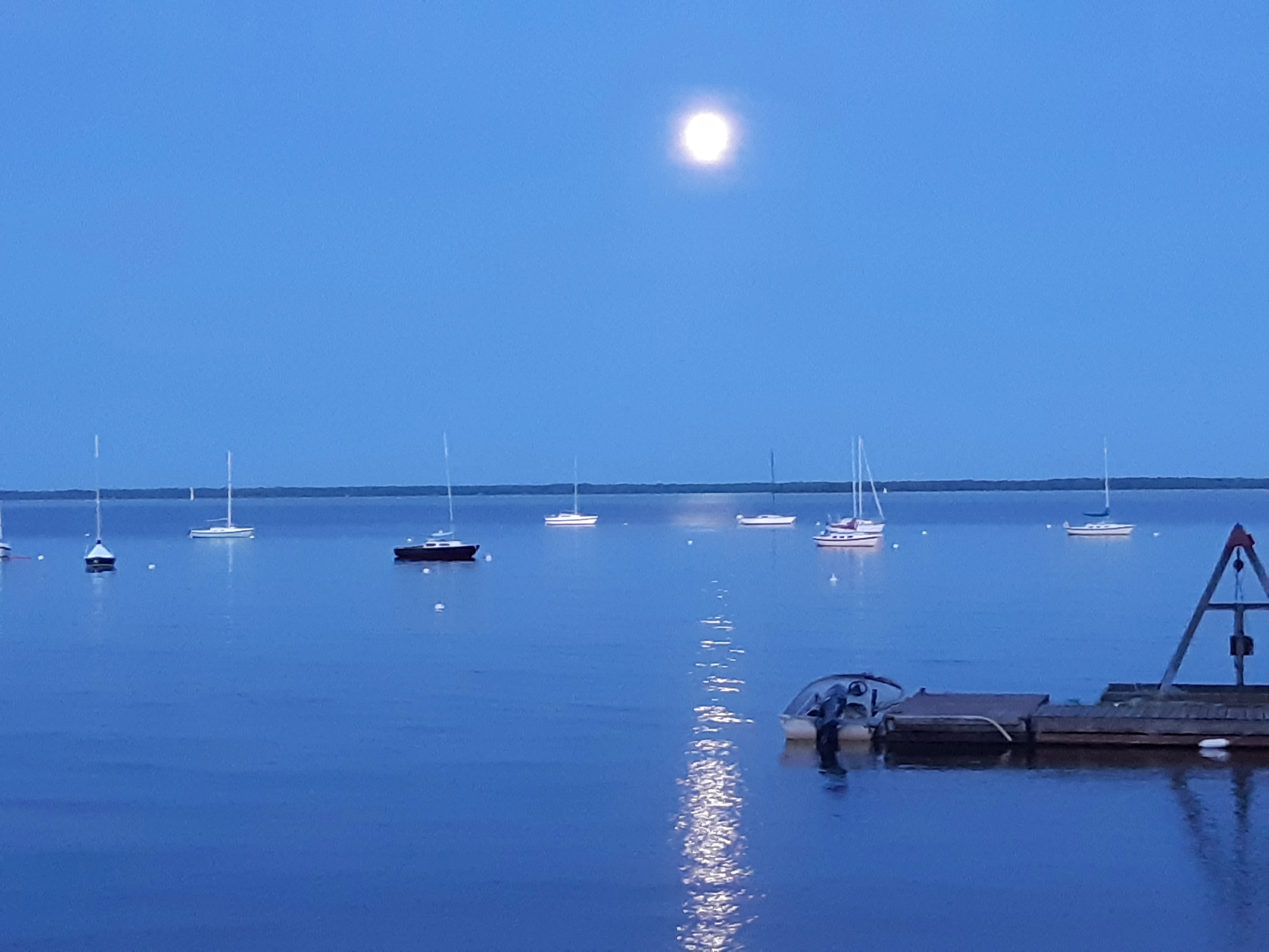 A full moon over Lac Saint Louis in Pointe-Claire, Quebec